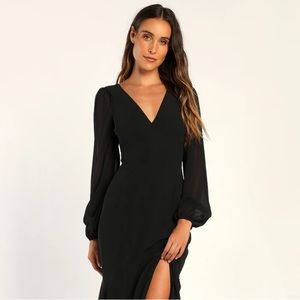 Lulus Tier Elegance Black Long Sleeve dress in size medium